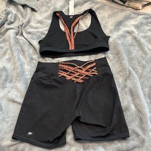 Fabletics Black and Orange Sports Set